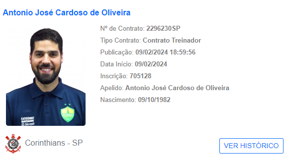 António Oliveira foi registrado pelo Corinthians pouco antes do fechamento do BID