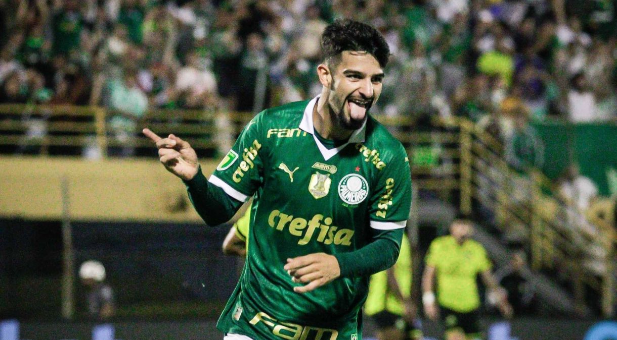 Flaco López comemora gol da vitória do Palmeiras sobre o São Bernardo pelo Paulistão