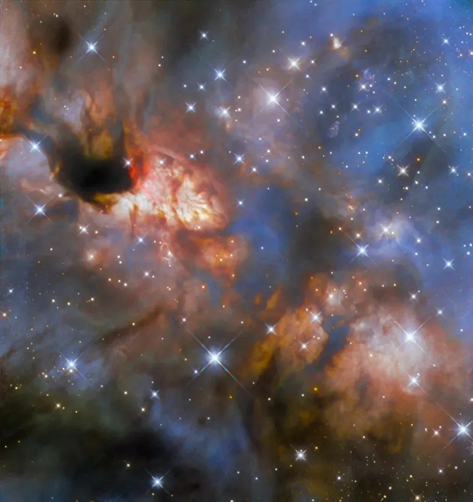 Imagem feita pelo Telescópio Espacial Hublle da região de estrelas conhecida como IRAS 16562-3959