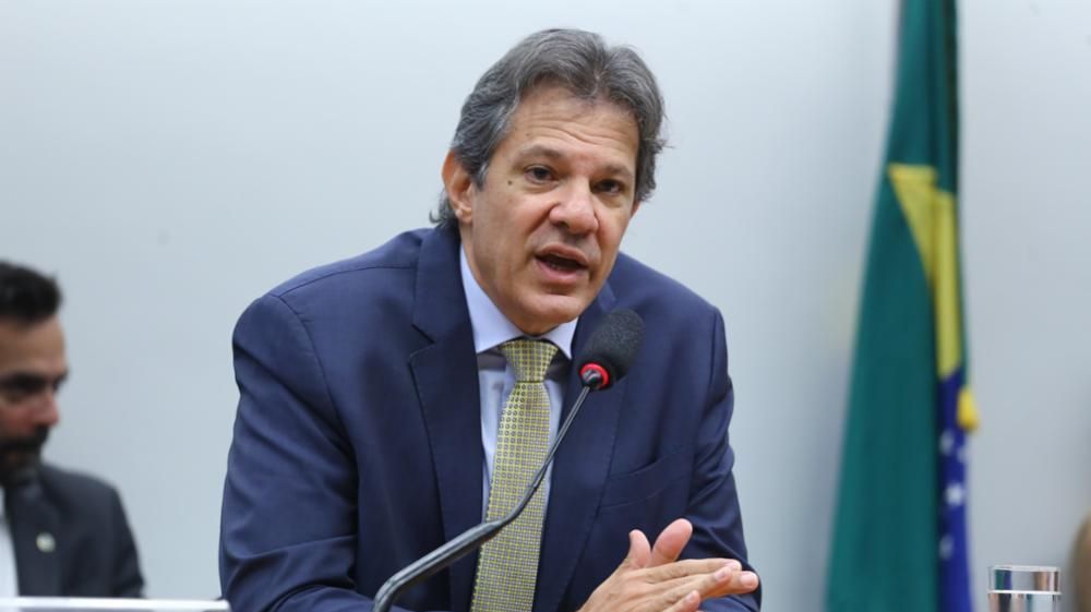 O ministro da Fazenda, Fernando Haddad, durante participação na Câmara dos Deputados, em Brasília