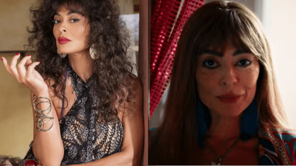 Juliana Paes como Jacutinga em primeira e segunda fase de "Renascer"