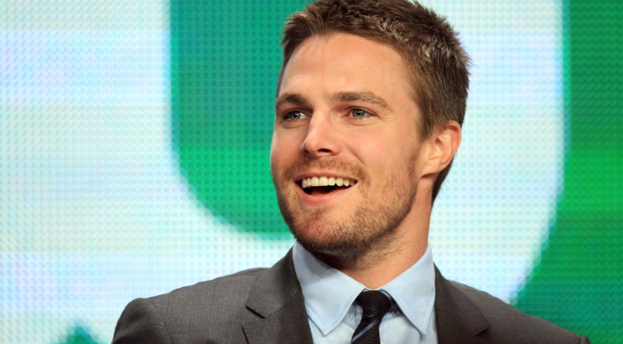 Stephen Amell durante um painel de "Arrow", em 2012