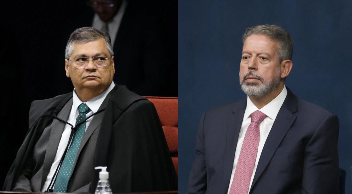 O ministro do Supremo Tribunal Federal (STF) Flávio Dino e o presidente da Câmara dos Deputados, Arthur Lira (PP-AL)