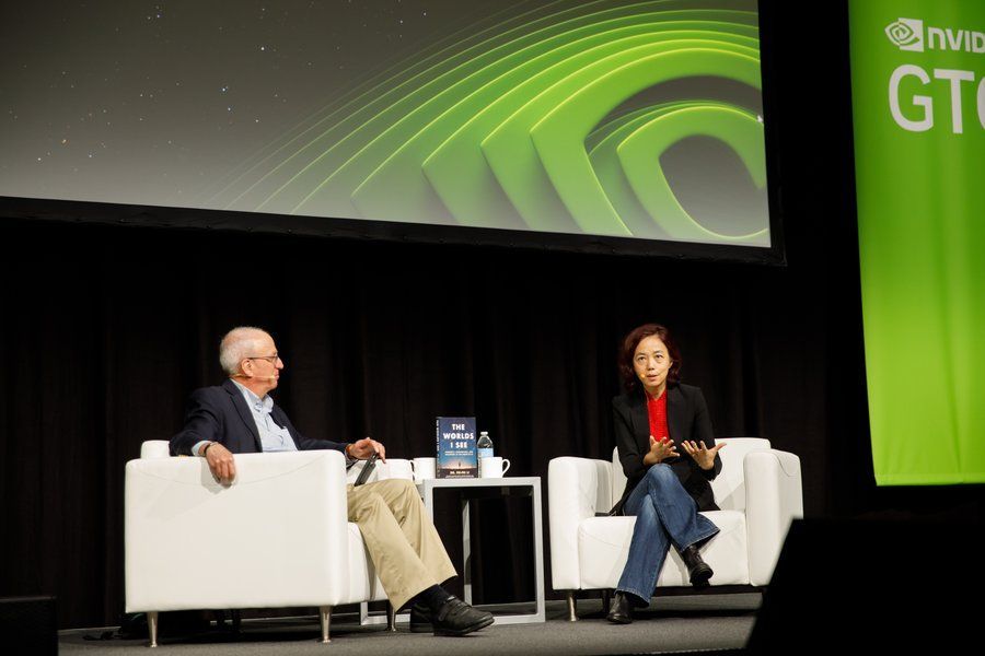 Bill Dally, vice-presidente de pesquisa da Nvidia, e a professora de ciência da computação Fei-Fei Li participaram de debate na GTC 2024