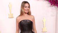 Adeus rosa? Margot Robbie elege look all black para o Oscar