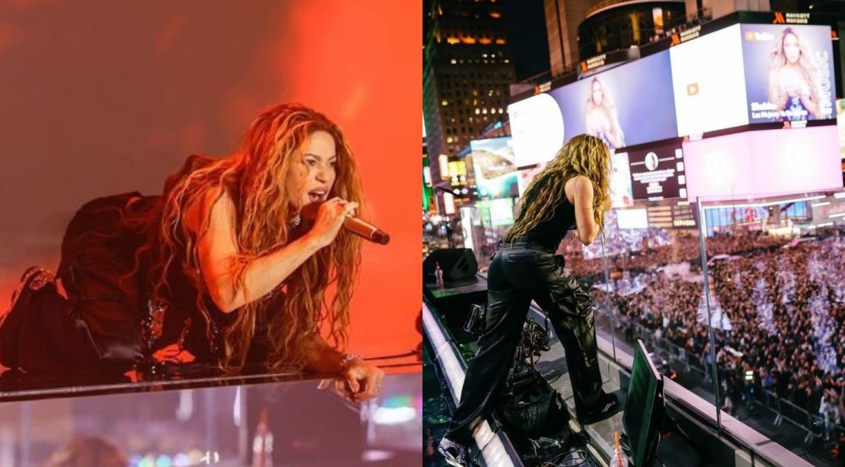 Shakira recebeu mais de 40 mil pessoas em show surpresa na Times Square, em Nova York