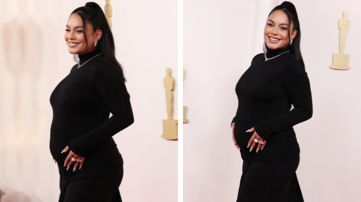 Vanessa Hudgens exibe "barrigão" de grávida no tapete vermelho do Oscar