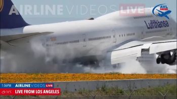 Boeing 747-8i da Lufthansa fez aterrissagem em Los Angeles 