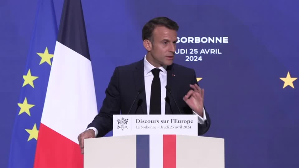 Presidente da França, Emmanuel Macron, durante discurso na Sorbonne, em Paris