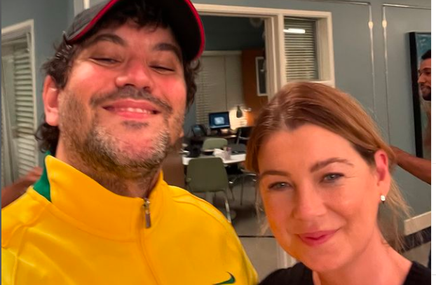 Beto Skubs e atriz Ellen Pompeo em foto publicada nas redes sociais