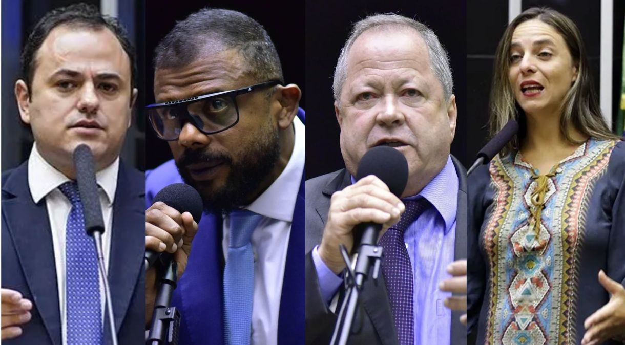 Da esquerda para a direita: Glauber Braga (PSOL-RJ), Da Cunha (PP-SP), Chiquinho Brazão (sem partido-RJ) e Fernanda Melchionna (PSOL-RS)