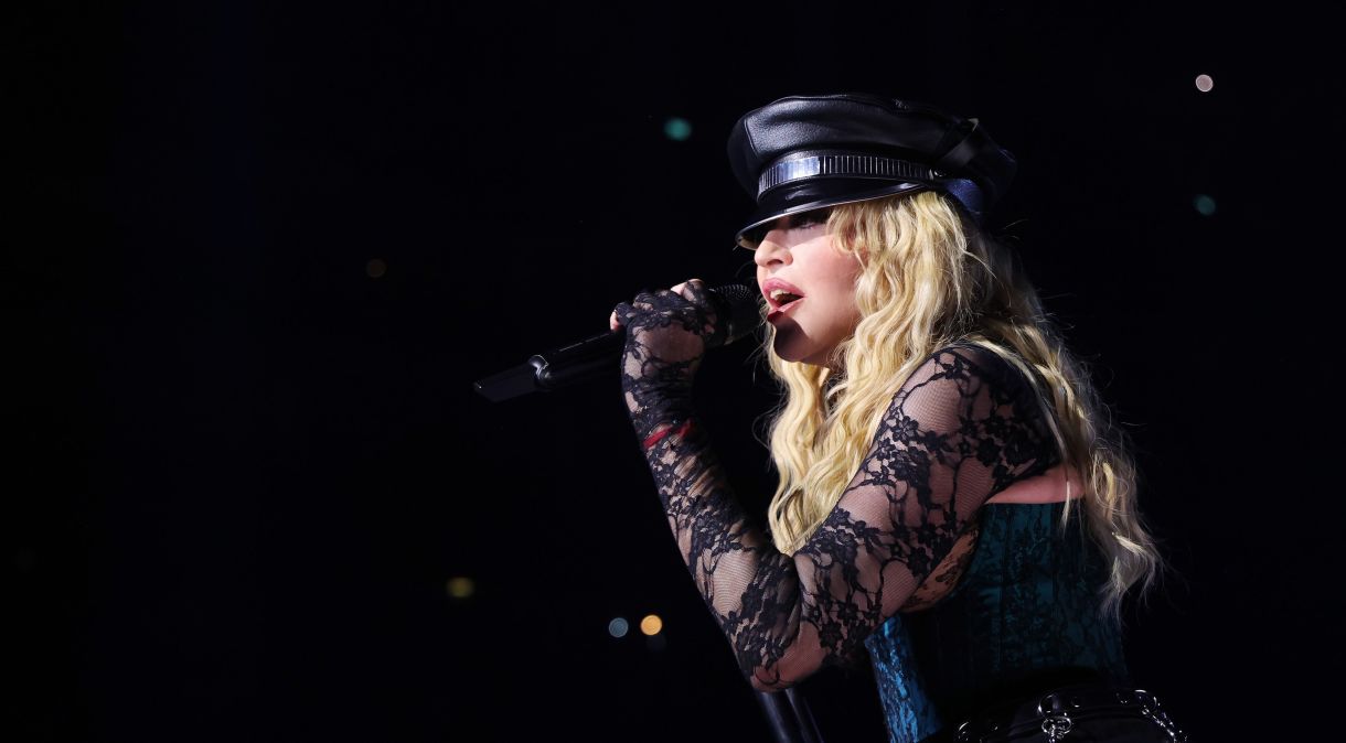 A cantora Madonna durante apresentação em Londres em outubro de 2023
