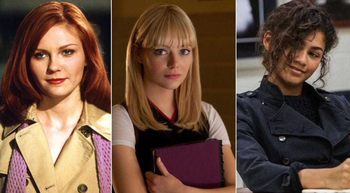 Kirsten Dunst, Emma Stone e Zendaya interpretam o interesse romântico do Homem-Aranha em filmes diferentes