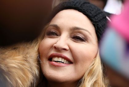 Madonna na Marcha das Mulheres, em Washington DC, nos Estados Unidos, em 21 de janeiro de 2017