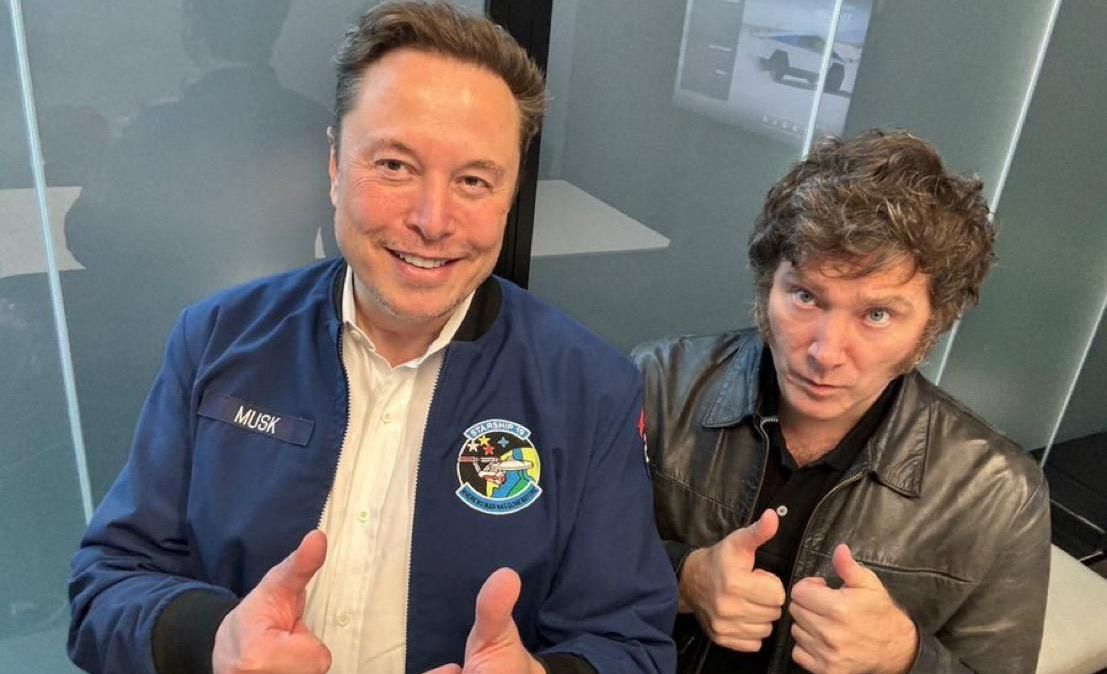Presidente da Argentina, Javier Milei, se encontra com bilionário Elon Musk nos EUA