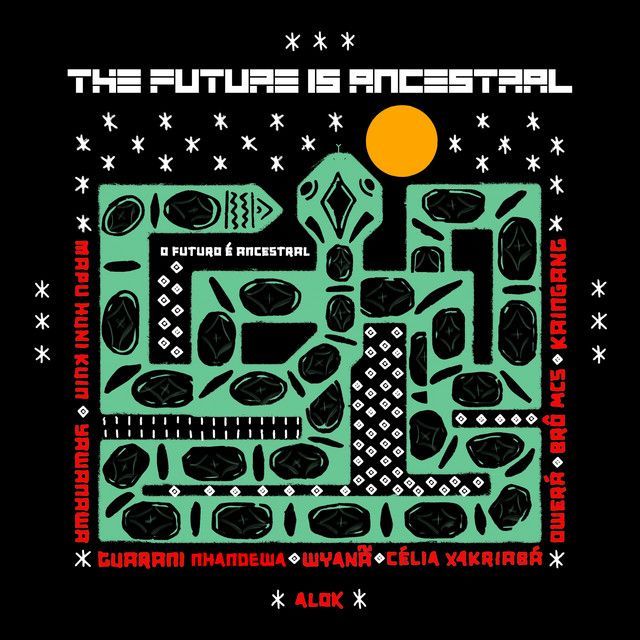 Obra “Metrô-Pamuri-Mahsã”, de Denilson Baniwa, capa do álbum "O Futuro É Ancestral", do DJ Alok