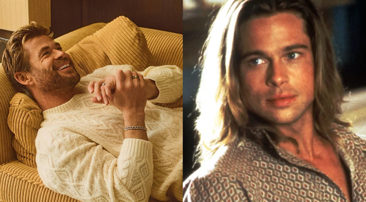 “Nunca houve um homem mais bonito na tela”, disse Chris Hemsworth sobre Brad Pitt no longa