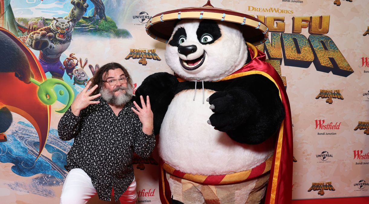 Jack Black durante a estreia de "Kung Fu Panda 4" na Austrália.