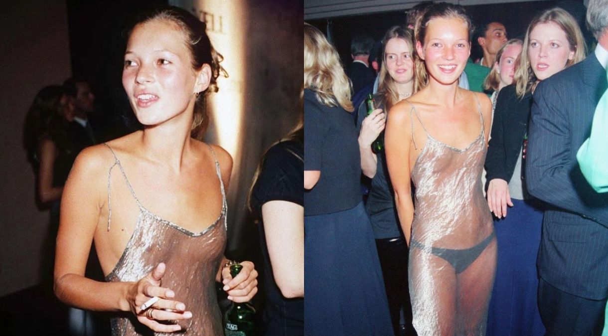Polêmico "naked dress" usado por Kate Moss em 1993 vai a leilão.