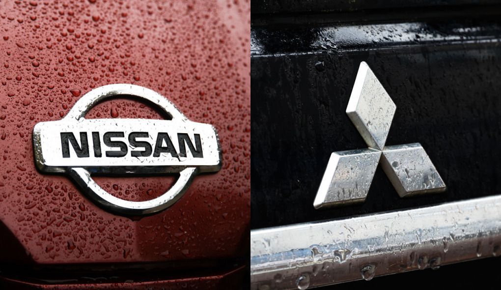 Montagem com os logos de Nissan e Mitsubichi