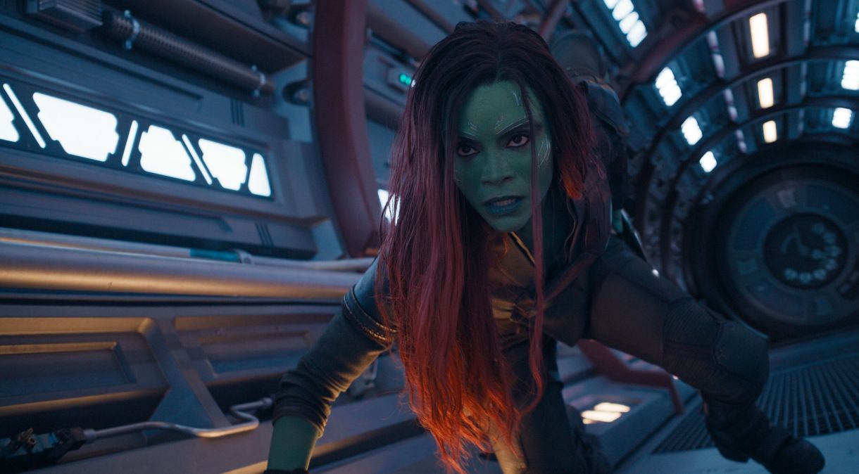 Zoe Saldaña como Gamora em "Guardiões da Galáxia"