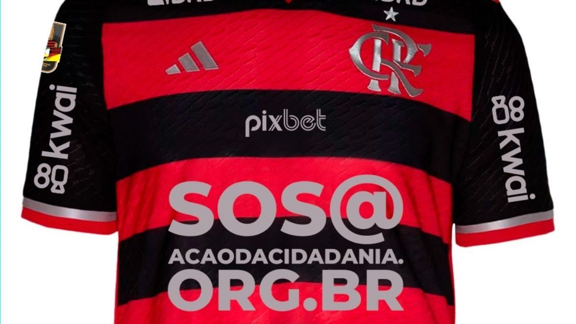 Camisa do Flamengo com PIX para ajuda ao RS