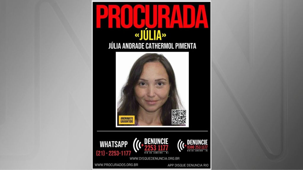 Júlia Andrade Cathermol Pimenta está sendo procurada pela polícia