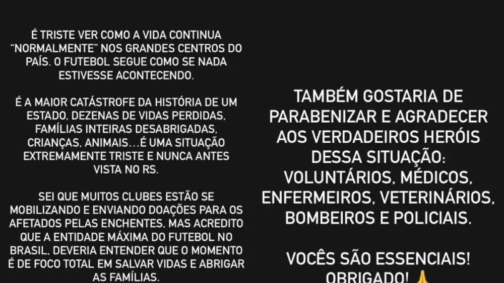 Desabafo do goleiro Agustín Marchesin nas redes sociais