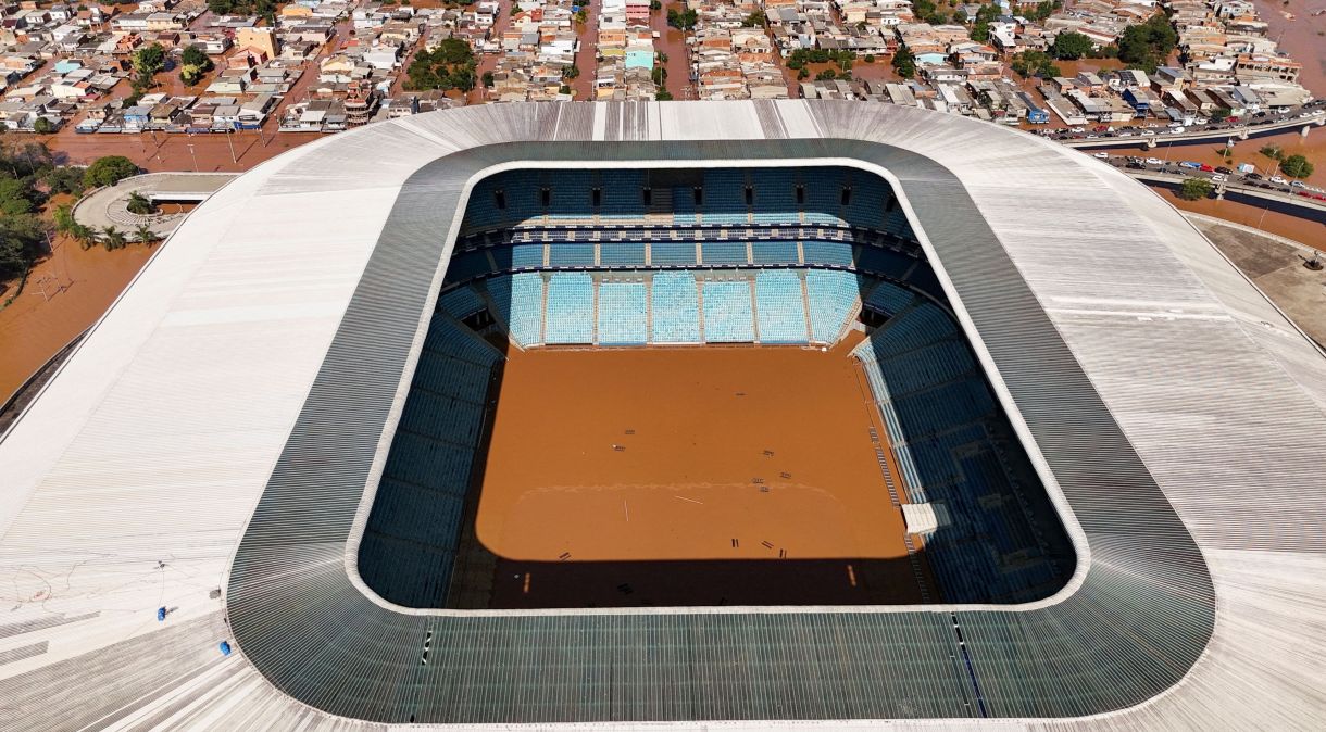 Arena do Grêmio; estádio segue alagado