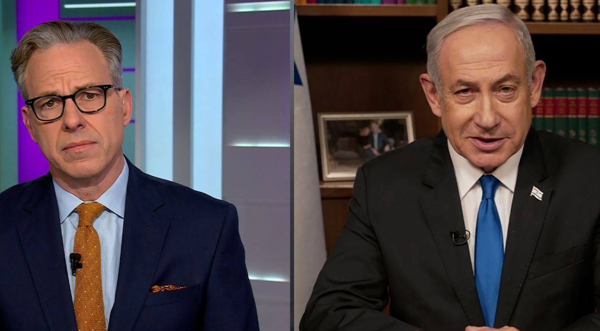 Jake Tapper, âncora da CNN, entrevista premiê israelense Benjamin Netanyahu