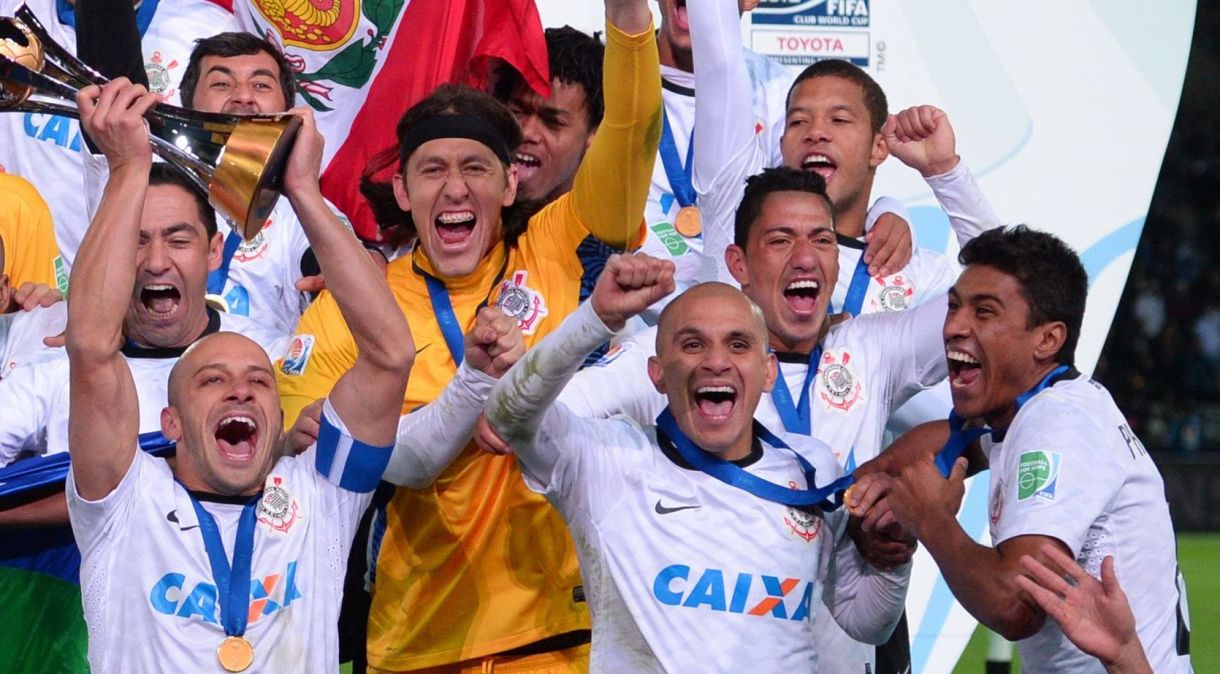 Corinthians comemora a conquista do título do Mundial de Clubes em 2012