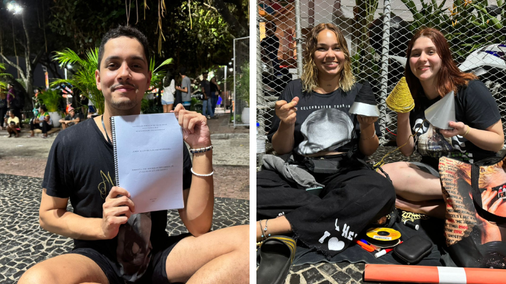 Jordy Nascimento, Brenda Yasmin Oliveira e Danielle Bernardo acampam a fim de tentar uma oportunidade para ver Madonna de perto