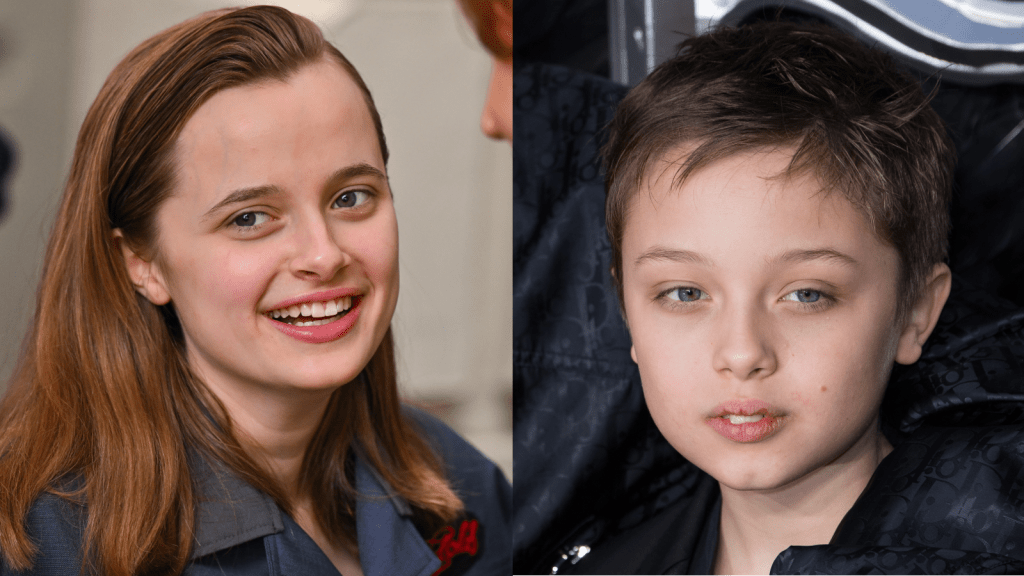 Vivienne Jolie-Pitt em 2024 e Knox Jolie-Pitt em 2016