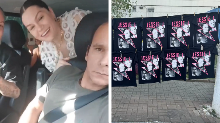 Jessie J compra camiseta de seu show com vendedores ambulantes