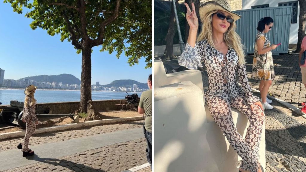 Monique Alfradique é confundida com Madonna no Forte de Copacabana