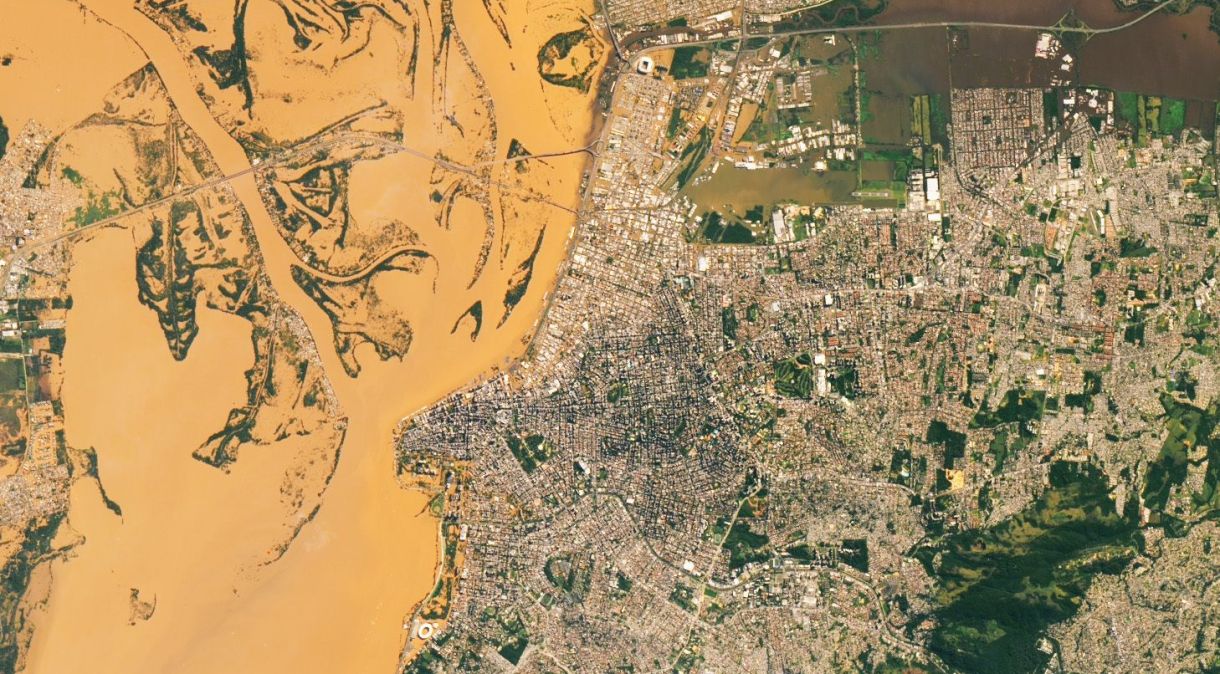 Imagem de satélite mostra como ficou a cidade de Porto Alegre (RS) após as tempestades que atingiram a região