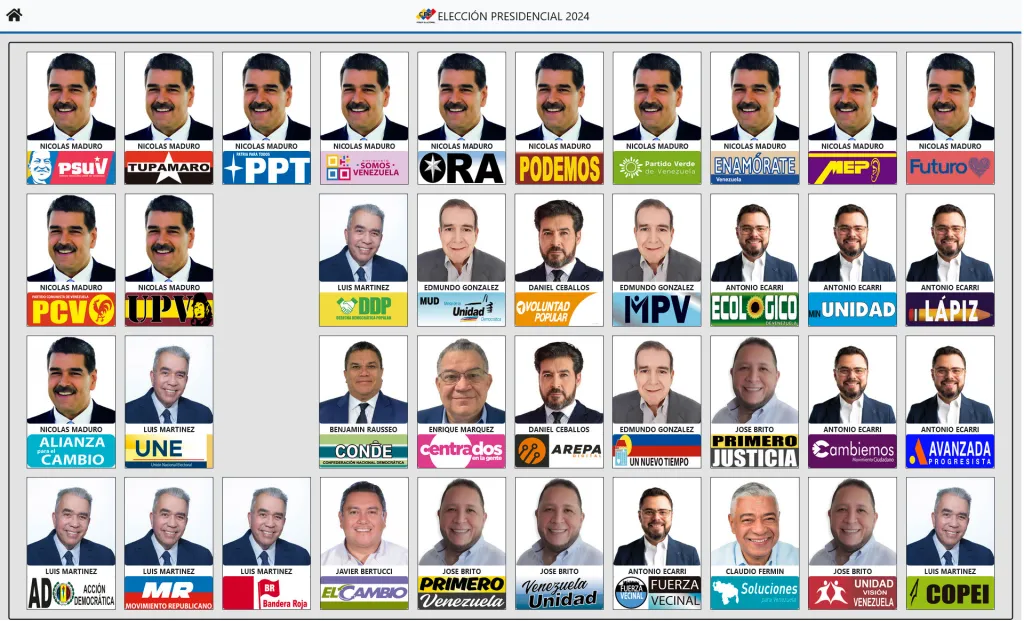 Cartão para as eleições presidenciais de 2024 na Venezuela.