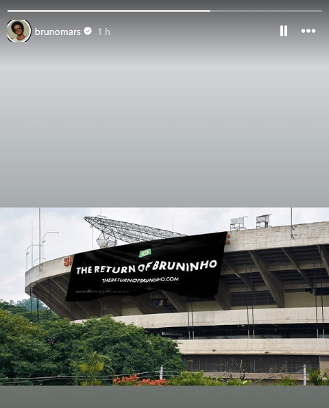 Bruno Mars compartilhou imagem do MorumBIS em seu Instagram nesta quarta-feira (1)