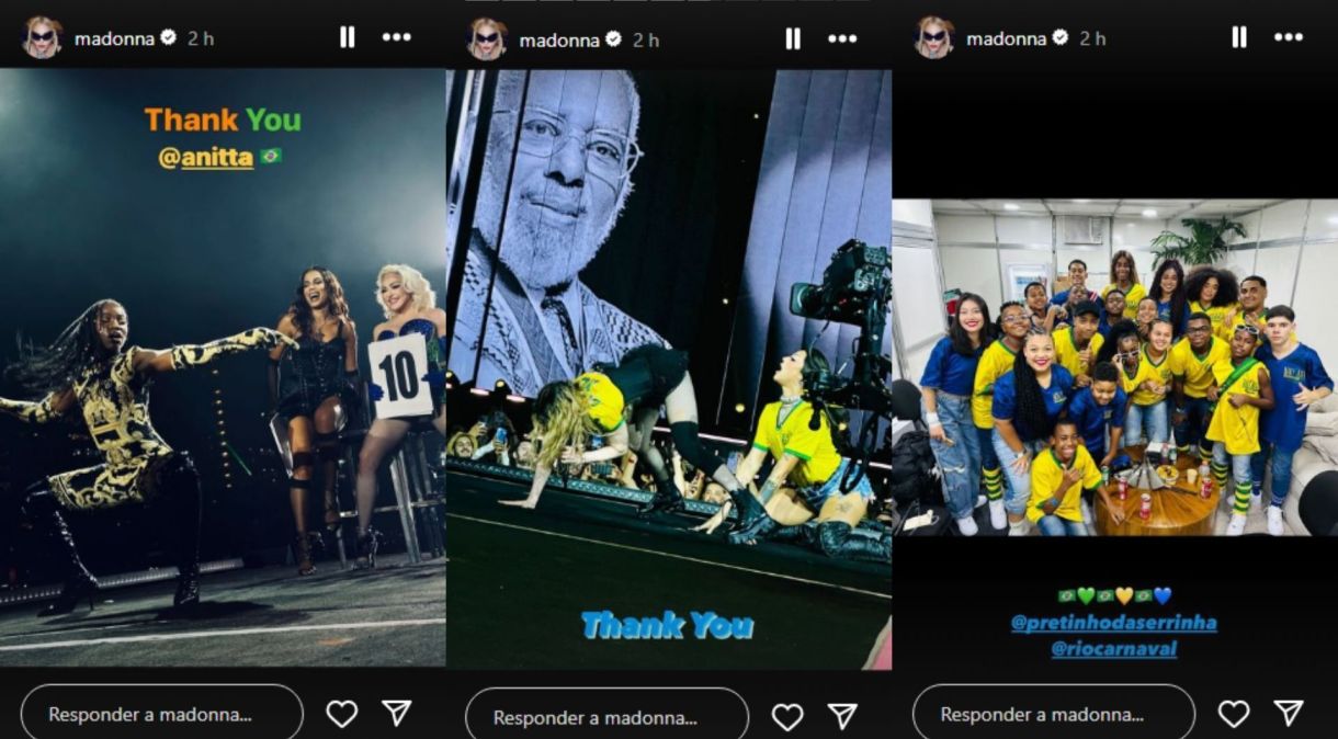 Madonna publica fotos com brasileiros que participaram do show e agradece