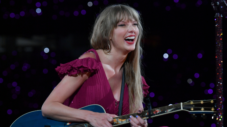 Taylor Swift em apresentação da "The Eras Tour" em Kansas City, nos Estados Unidos, em julho de 2023