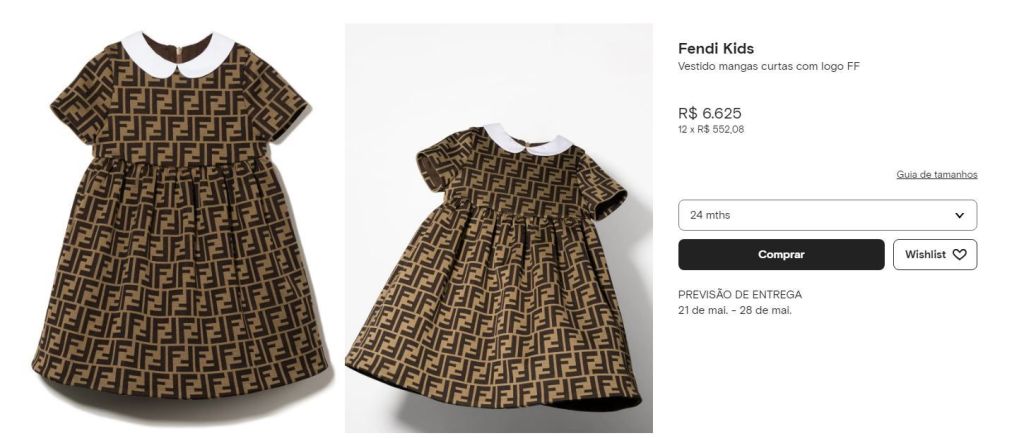 Mavie usa vestido da grife Fendi