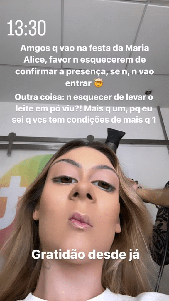 Stories publicado na conta do Instagram de Virginia Fonseca