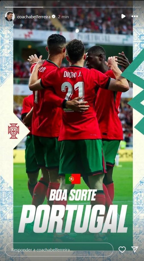 Abel Ferreira deseja sorte a Portugal na estreia da Eurocopa