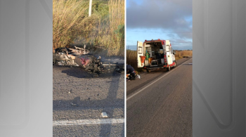 Segundo a Polícia Civil, um veículo colidiu com a frente de uma motocicleta; o caso foi registrado como lesão corporal culposa na direção de veículo automotor