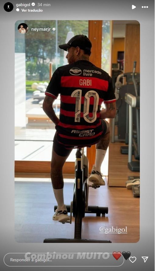 Gabigol comenta em foto de Neymar com a camisa 10 do Flamengo e seu nome