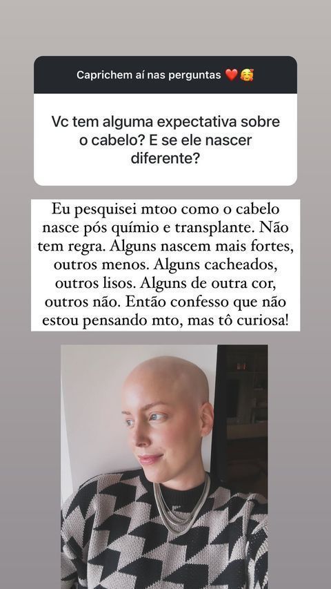 Fabiana Justus fala sobre crescimento do cabelo após leucemia