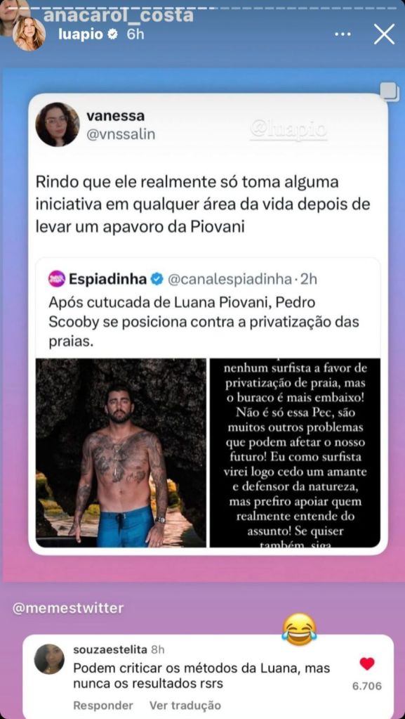 Print de story da atriz Luana Piovani 