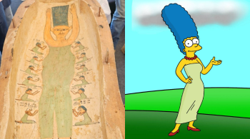 Pintura em tampa de caixão de 3.500 anos atrás relembra a personagem da série; "egípcios previram os Simpsons", comentou um usuário no Reddit