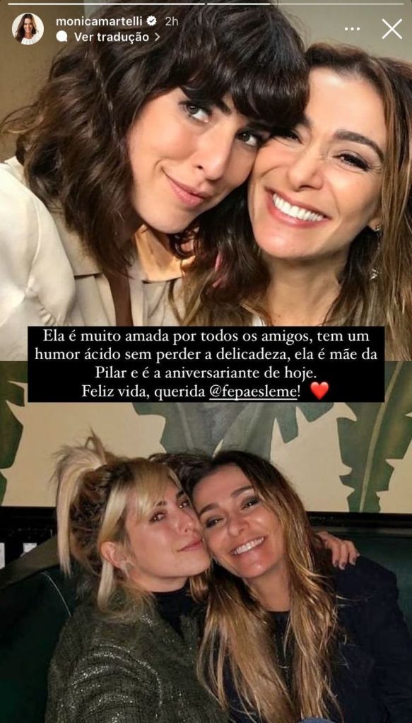 Mônica Martelli celebra aniversário de Fê Paes Leme