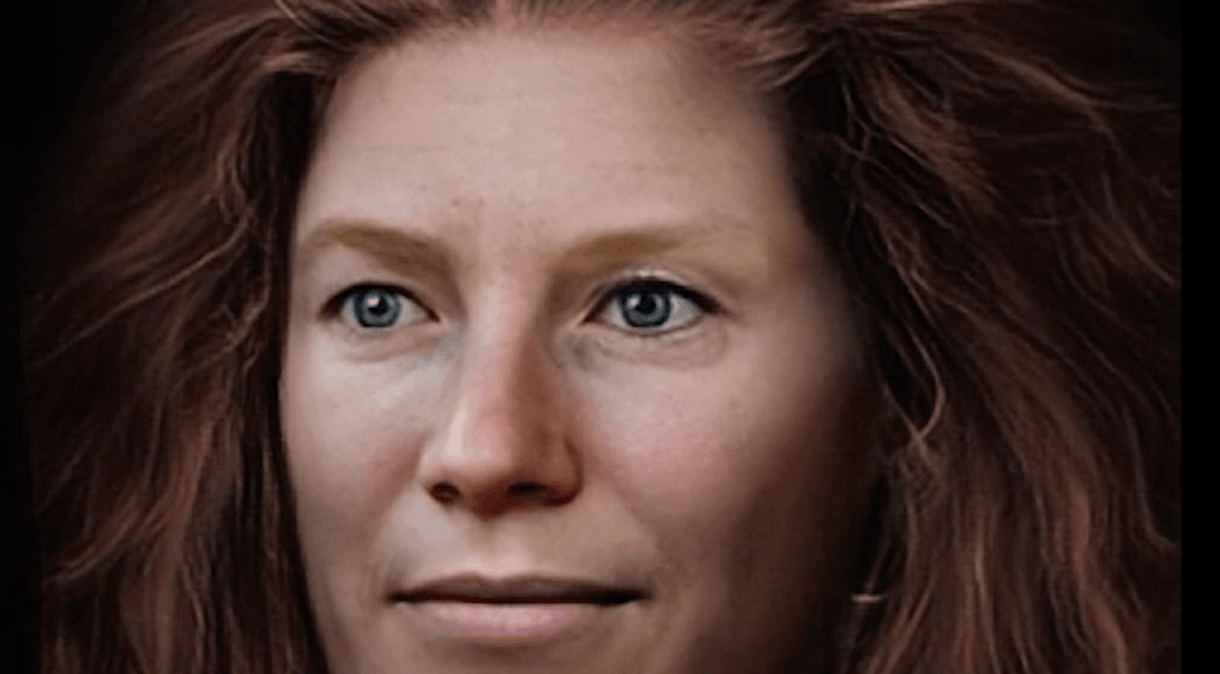 Reconstrução facial digital baseada nos restos de uma mulher da Idade do Bronze, que viveu por volta de 2200 a 2000 a.C., encontrada em Perthshire, na Escócia